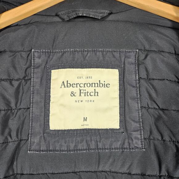 Abercrombie & Fitch Military Jacket Mens M Field Jacket Canvas Blue Heavy Hooded - Picture 13 of 16
